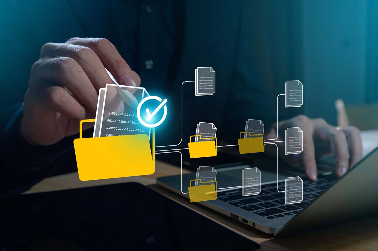 Digital icons being used in a presentation